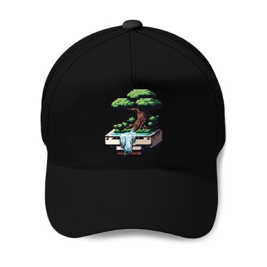 8 Bit Bonsai Tree Baseball Caps