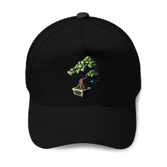 8 Bit Bonsai Tree Baseball Caps