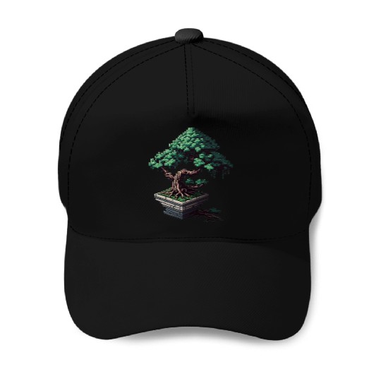 8 Bit Bonsai Tree Baseball Caps