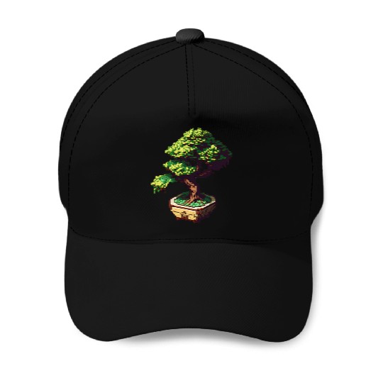 8 Bit Bonsai Tree Baseball Caps