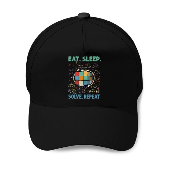 Eat Sleep Solve Repeat Math Speed Cubing Genie Baseball Caps