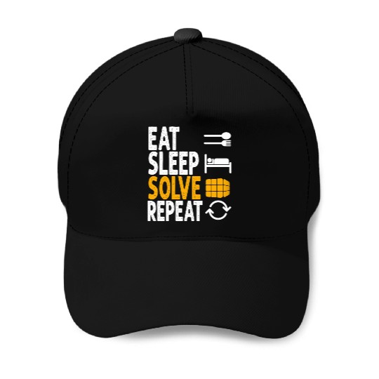 Eat Sleep Solve Repeat Math Speed Cubing Genie Baseball Caps
