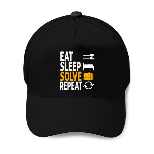 Eat Sleep Solve Repeat Math Speed Cubing Genie Baseball Caps
