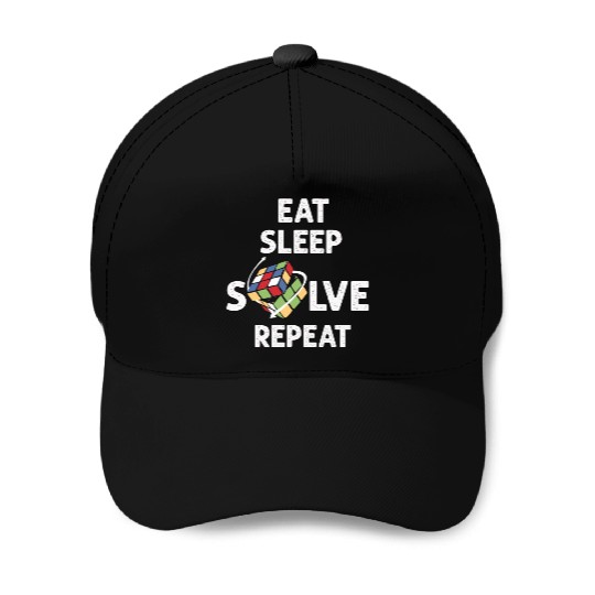 Eat Sleep Solve Repeat Math Speed Cubing Genie Baseball Caps