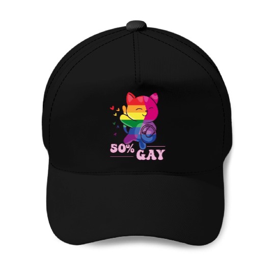 50% Gay Bi Bisexual Pride Kawaii Cat Kawaii Baseball Caps