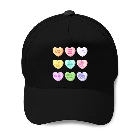 Teacher Valentines Day Conversation Heart School Baseball Caps
