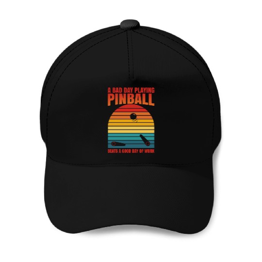 Retro Pinball Beats Work Arcade Machine Baseball Caps