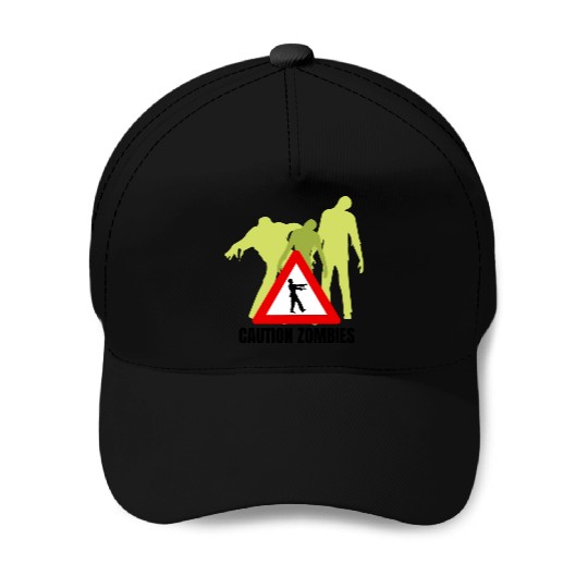 Caution Zombies Design Baseball Caps