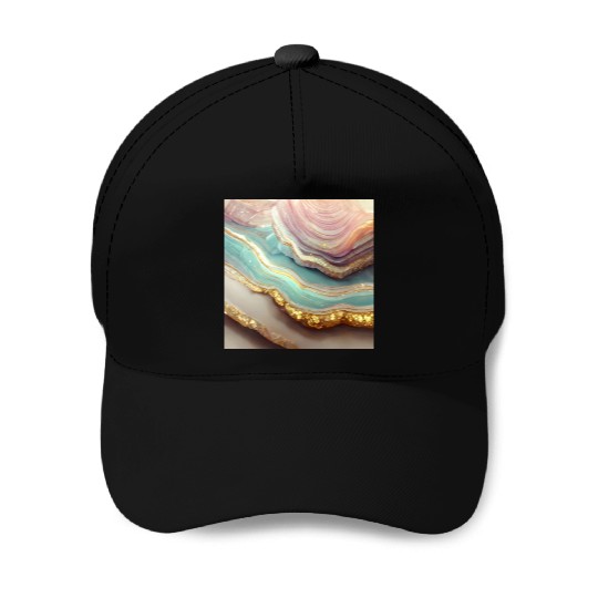 Pastel Agate Geode Stone Baseball Caps