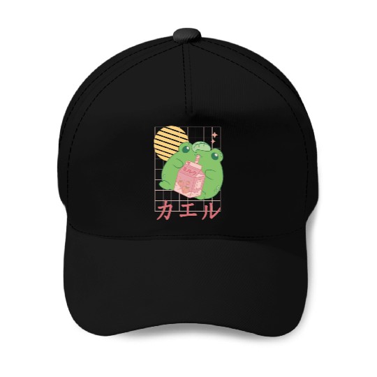 Strawberry Milk Frog Japanese Baseball Caps