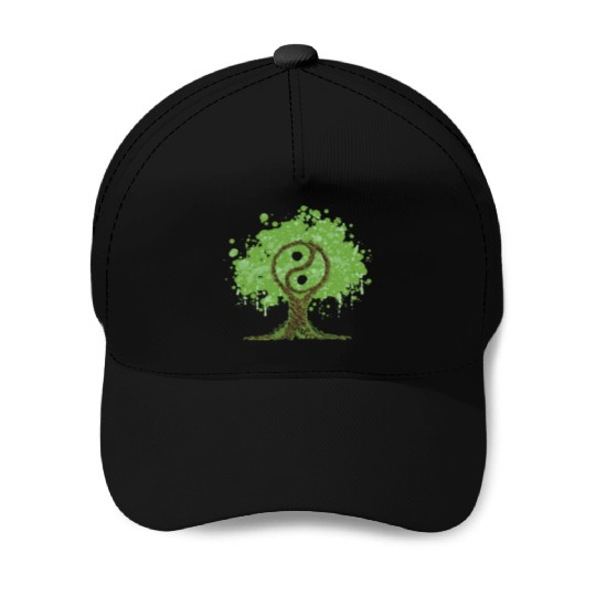 Ying Yang Tree of Life Baseball Caps