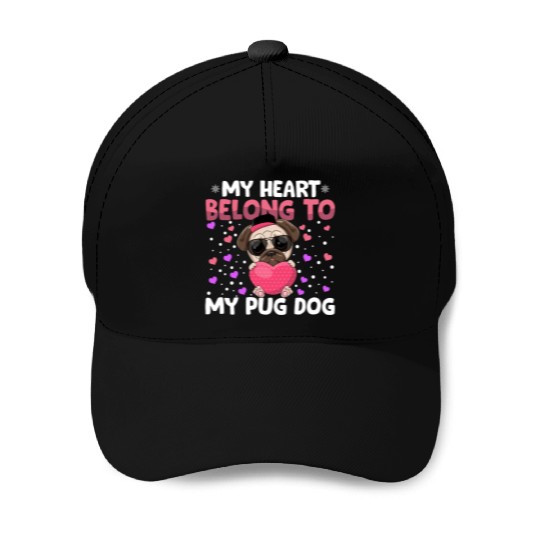 Valentines Day My Heart Belong to My Pug Dog Boys Baseball Caps