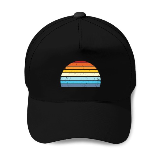 Vintage Distressed Retro Sunset | Red Yellow Blue Baseball Caps