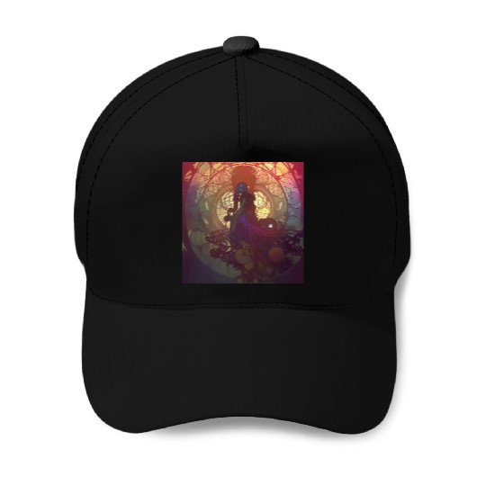 Psychedelic Clocktower Specter Baseball Caps