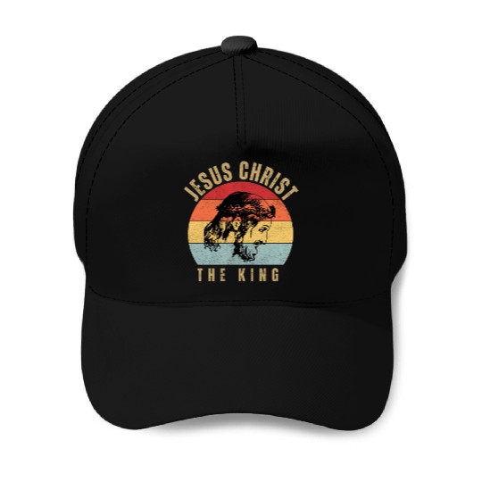 JESUS CHRIST THE KING RETRO DESIGN Baseball Caps