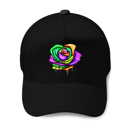 Painted And Colored Rose For Mardi Gras Baseball Caps