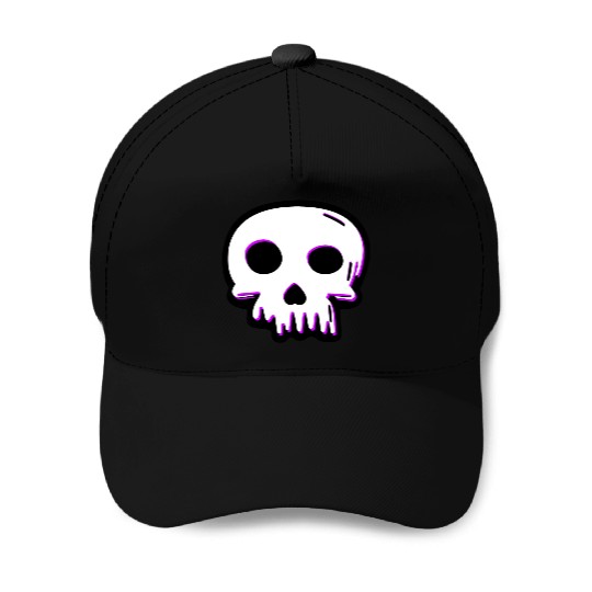 2D Vector Cartoony Synthwave Skull Baseball Caps