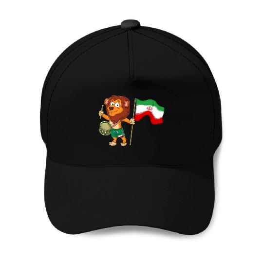 Lion with the Iran flag Baseball Caps