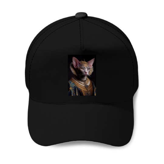 Black King Devon Rex Cat Breed Portrait Royal Rena Baseball Caps