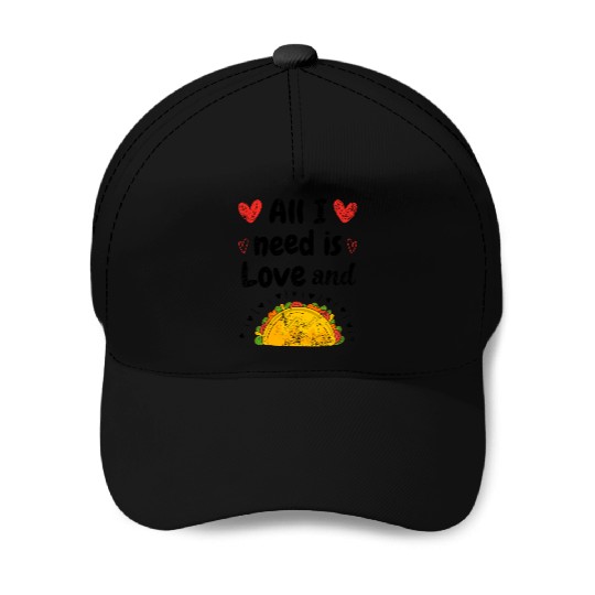 Vintage I Love Tacos Groovy Tacos Are My Valentine Baseball Caps