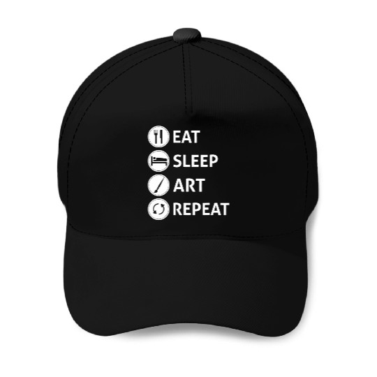 Funny Eat Sleep Art Repeat Artist Creative Gift Baseball Caps