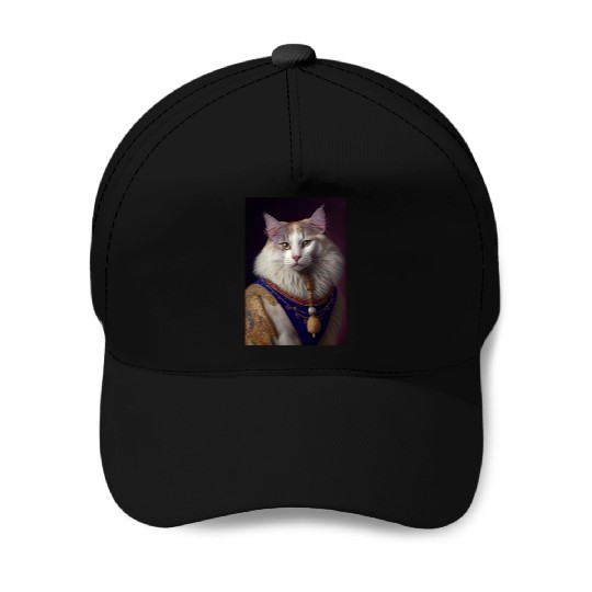 Turkish Angora Cat Breed Portrait Royal Renaissanc Baseball Caps