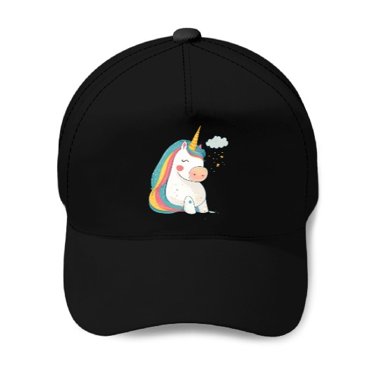 Rainbow Beauty: An Illustration of a Unicorn Pony Baseball Caps