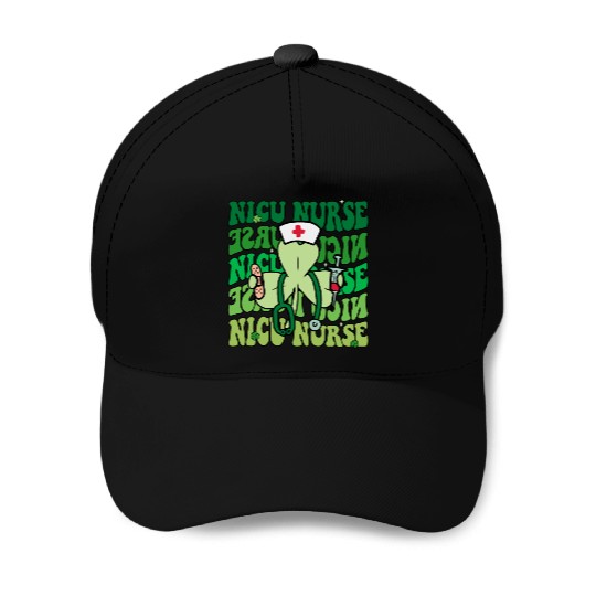 Groovy NICU Nurse Funny St Patrick's Day Baseball Caps