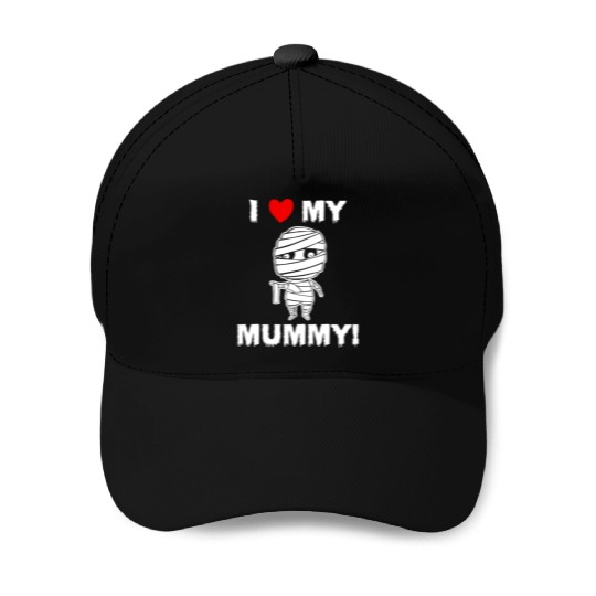 Kids Cute I Love My Mummy Funny Halloween graphic Baseball Caps