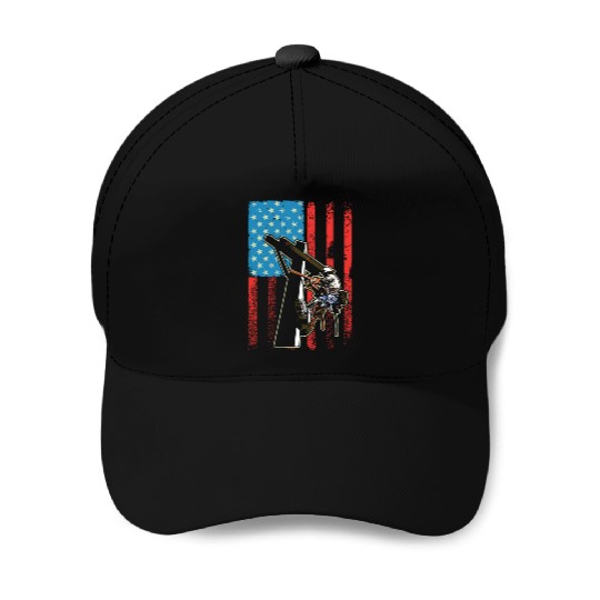 US Flag Lineworker Patriotic Lineman Baseball Caps