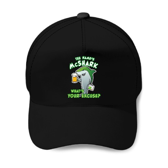 St Patricks Day Shark Funny Beer Drinking Baseball Caps