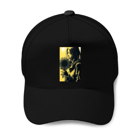 Art Painting Lover Sunflower Girl Art Painting Baseball Caps
