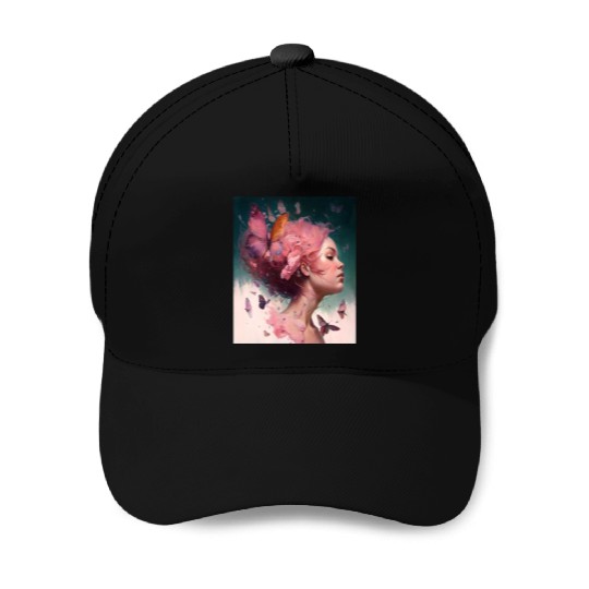 Breast Cancer Survivor Pink Flower Hair Girl Baseball Caps