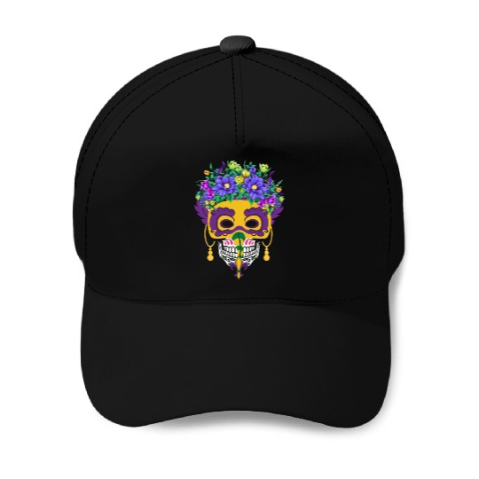 El Dia De Los Muertos Mardi Gras Mask Flower Sugar Baseball Caps