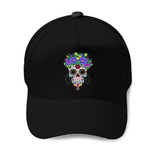 El Dia De Los Muertos Mardi Gras Costume Flower Baseball Caps