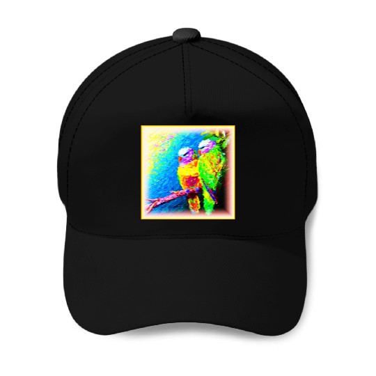 A Vibrant and Joyful Rainbow Birds. Buy Now Baseball Caps