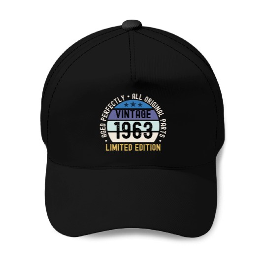 60th Birthday Vintage 1963 Baseball Caps