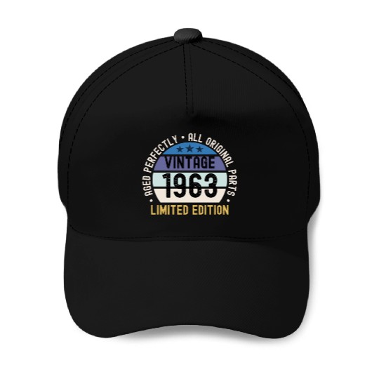 60th Birthday Vintage 1963 Baseball Caps