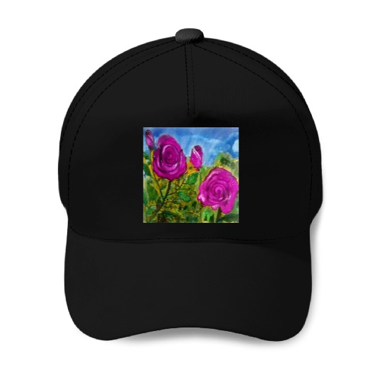 Hand Painted Roses Baseball Caps Baseball Caps Mugs Tote Bags