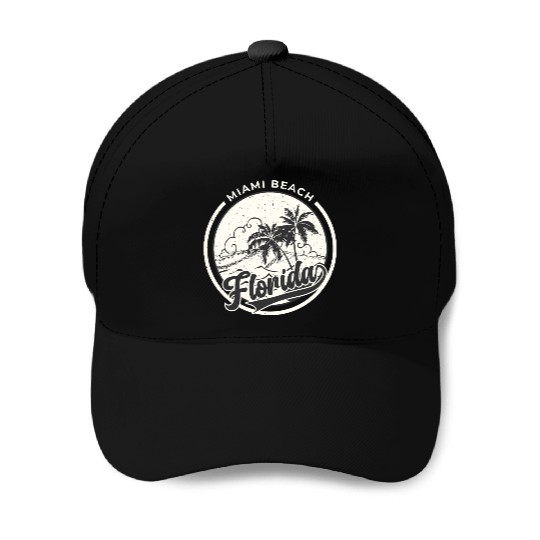 vintage Miami beach, Summer beach Baseball Caps