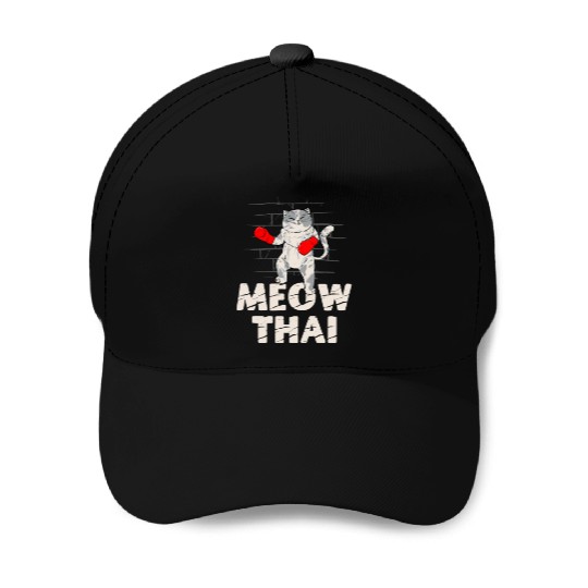 Meow Thai Cat Lover Muay Thai Kitty Martial Arts Baseball Caps