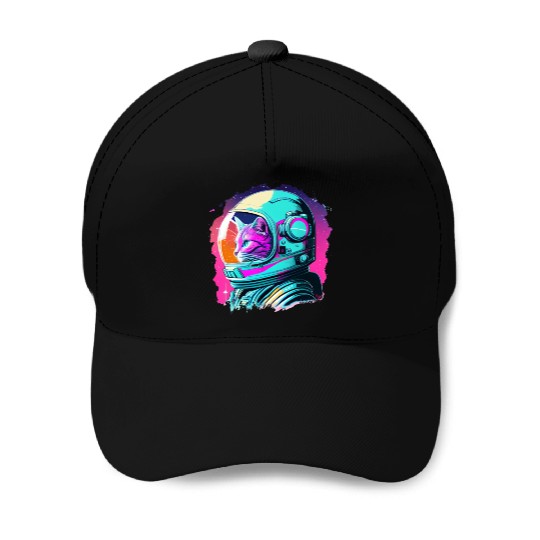 Aesthetic Vaporwave Space Cat 80s 90s Astronaut Baseball Caps