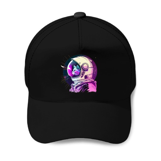 Aesthetic Vaporwave Space Cat 80s 90s Astronaut Baseball Caps