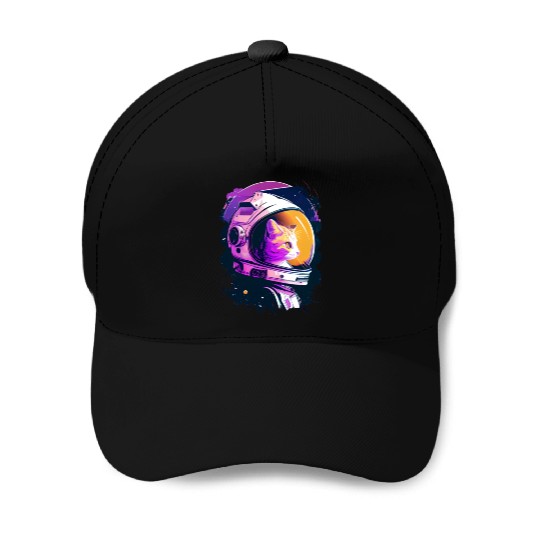 Aesthetic Vaporwave Space Cat 80s 90s Astronaut Baseball Caps