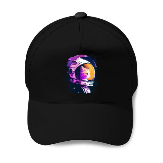 Aesthetic Vaporwave Space Cat 80s 90s Astronaut Baseball Caps