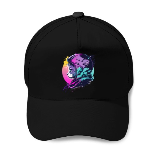 Aesthetic Vaporwave Space Cat 80s 90s Astronaut Baseball Caps