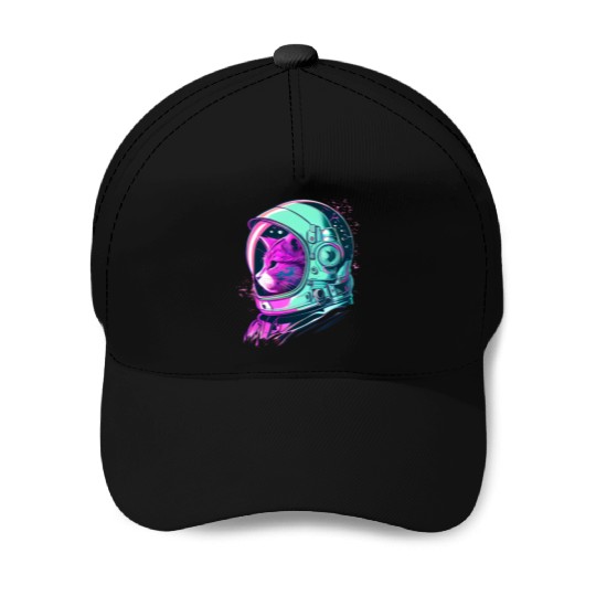 Aesthetic Vaporwave Space Cat 80s 90s Astronaut Baseball Caps