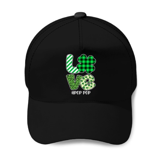 Love Pop Pop Green Plaid Leopard Shamrock Baseball Caps