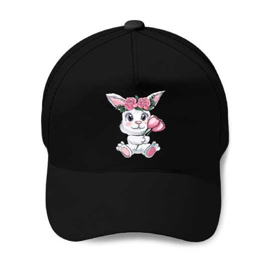 Baby Easter Bunny with Flowers cute Easter Egg Baseball Caps