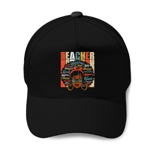 Black Smart Teacher Afro Love Melanin African Amer Baseball Caps
